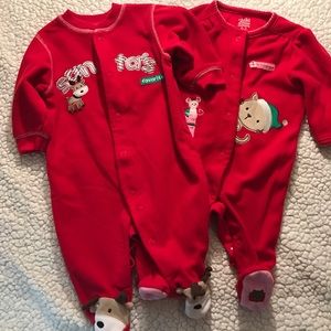 Carter's 0-3 mo fleece Christmas pj's